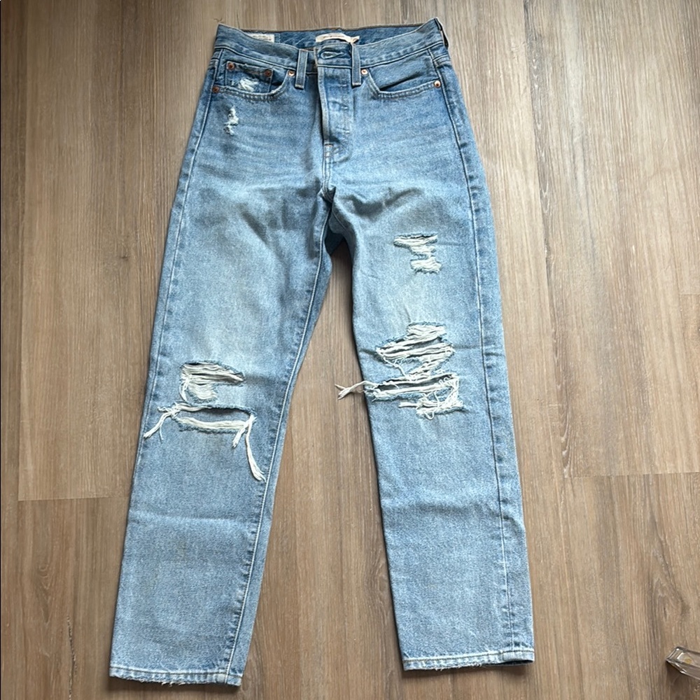 Distressed Blue Jeans
